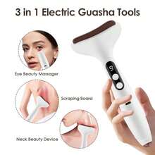 Masajeador facial eléctrico Gua Sha de 3 en 1 con 9 niveles de vibración y calefacción, tabla de raspado para cuello, rostro y ojos, herramienta de masaje Guasha de 1500mAh