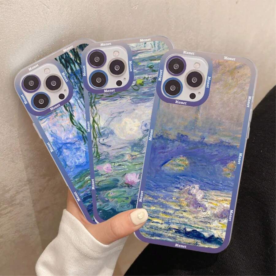 Claude Monet Impressionist Art Phone Case Cover Compatible With  14 13 12 11 Pro Max Mini X Xs XR 6 7 8 Plus SE 2020 Transparent Case, Cover Compatible With  17 Case,  17 Pro Case,  17 Pro Max Case - Z1 - Visualizzare 1