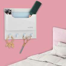 Euuztu Bedside Shelf Organizer,Stick On Adhesive Wall Mounted Floating Shelf Holder Phone,Headset,Reading Glasses,Remote Control - Good Home,Dorm,Bedroom,Office (Vertical Type/White) - 橫版/白色 - 查看 13