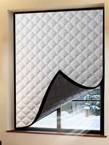 1pc Winter Thermal Curtain – Thick, Windproof, Noise-Reducing & Silent Design, Heat-Up Effect, No-Drill Easy Install For A Warm And Cozy Home - Silver - View 3