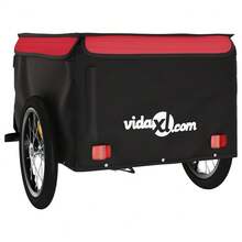 Remolque de bicicleta Larryhot negro y rojo de 45 kg de hierro, fácil de montar, apto para bicicletas. - Rojo - Ver 7