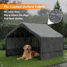 Extra Large Outdoor Dog House Tent With 3-Sided Mesh Windows, Breathable Sun Rain Cover Pet Shelter With Canopy And Ground Stakes For Dogs, Cats, Livestock – 4' X 4' X 3.3', Gray - Xám - Xem 1