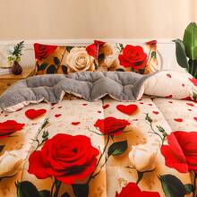 1件印花加厚毯，双面可用，柔软舒适 - 浪漫玫瑰 - 查看 6