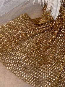 Women's Fishnet Full Rhinestone Decor Gold Headscarf Caps, Personalized Hair Accessories, Suitable For Ladies' Daily Wear, Dance, Wedding, Party, Events Valentine's Day Valentines