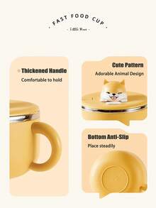Cute Kitchen 1/2個 1200ml 即食麵碗 SUS304不鏽鋼，可愛卡通動物，可攜式碗－手機支架設計，可用於食用即食麵、水果、沙拉、義大利麵，感恩節、開學季，送給他人的可愛禮物 - 彩色 - 查看 10