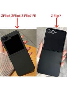 适用于三星 Galaxy Z Flip 5 6 5G Z 7FE 的超薄磨砂手机壳，奢华超薄后盖 - 黑色 - 查看 4
