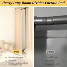 Room Divider Curtain Rod 28-171inch W 4-10ft(H) Adjustable Curtain Rod Divider For Room Separation Heavy Duty Floor To Ceiling Wall Divider Hanging Room Dividers Partition Space Separator Black - Black - View 6