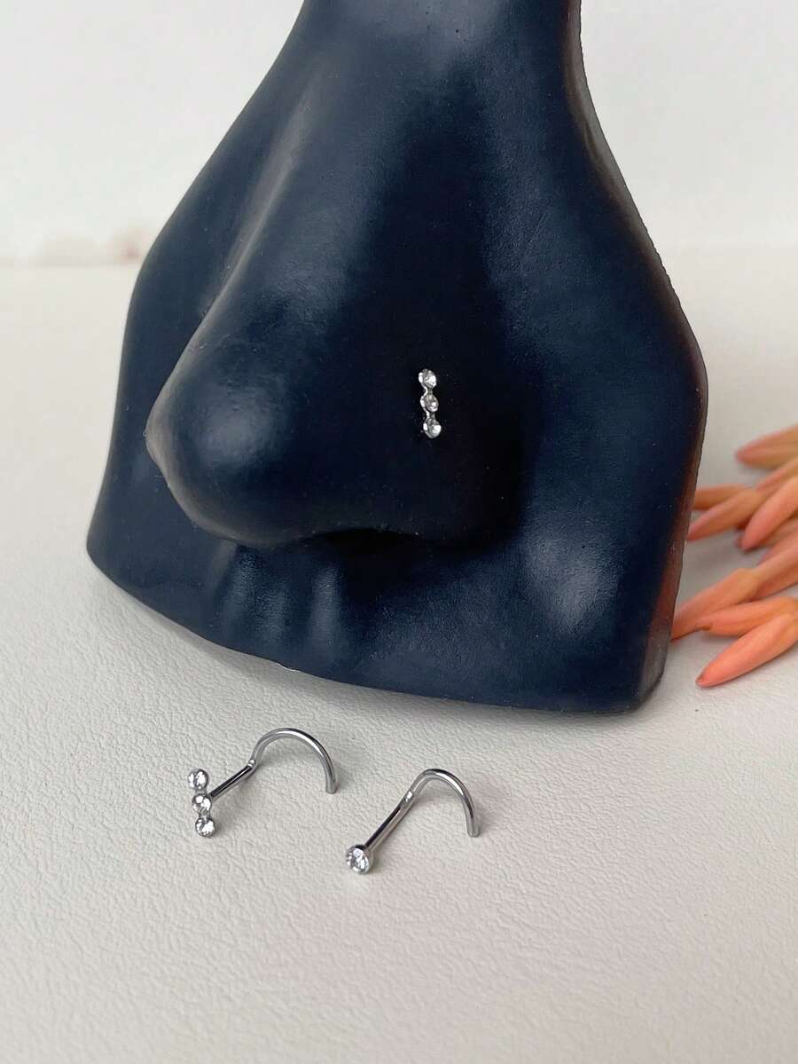 2 st näsringar set båge rostfritt stål nässtift näspiercing smycken för kvinnor män S-formad nässkruv näsringar stud kroppspiercing smycken