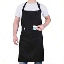 Minimalist Black Chef Apron - Pocket-Free, Unisex Adult Apron For A Sleek Look | Kitchen Essentials/Chef Aprons/Beginner Kitchen Tools/Cooking Must-Haves - Black - View 9