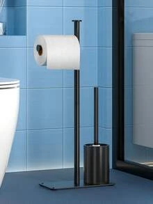 1pc Freestanding Toilet Paper Holder, Self-Adhesive Bathroom Tissue Roll Dispenser, Moisture-Proof Home Restroom Accessory, Bathroom Organizer | Decorative Shelf