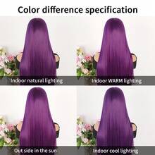 26 Inch Lace Front Wigs For Women Girls 13X6 HD Lace Frontal Hair Wig Pre Plucked Hair-Line Dark Purple Color Free Part Hair Long Straight Glueless Synthetic Lace Front Wigs For Halloween Daily Party Cosplay Use - 紫色 - 查看 9