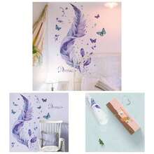 Feathers Wall Decal Purple Wall Art Stickers Window Clings Bedroom Living Room Home Decor