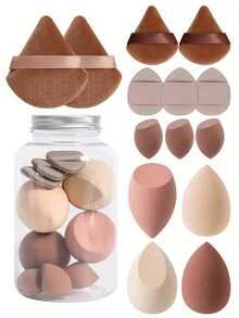 化妆海绵套装，带收纳盒，柔软美妆海绵，适用于粉底，指尖和粉扑两用，干湿两用，可用于粉底、化妆、房间装饰、梳妆台、旅行、卧室、旅行配件、旅行必备品、化妆配件、粉扑、化妆海绵、化妆海绵 - 彩色 - 查看 10