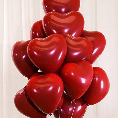20 piezas de globos de látex en forma de corazón de 10 pulgadas de color rojo granada, adecuados para decoración de fiesta de cumpleaños, decoración del Día de San Valentín, propuesta a un ser querido, decoración de compromiso, decoración de boda, decoración de habitación, accesorios de fotografía al aire libre, decoraciones navideñas, decoración navideña del hogar