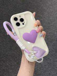 Milchig weiß + lila Herz