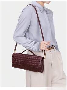 Nischen Woven Single Shoulder Organ Bag Fashion Horizontal Clutch Versatile Women's Crossbody Bag - 1893# Nho tím - Xem 5