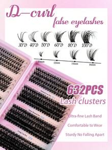 632/570 Stück Wimpernverlängerungs-Set, DIY Wimpernverlängerungs-Set mit einzelnen Wimpern-Clustern D-Krümmung, Wimpern-Cluster mit Wimpern-Kleber und -Versiegelung sowie Wimpern-Applikator-Pinsel für Selbstanwendung zuhause (30D-40D-50D-60D-80D-100D) Wimpern-Cluster-Set, geeignet für Reisen, täglichen Gebrauch für Anfänger, Hochzeiten, Dates, Partys, Festivals, sehr geeignet als Weihnachts-/Halloween-/Geschenk-Wimpernbündel