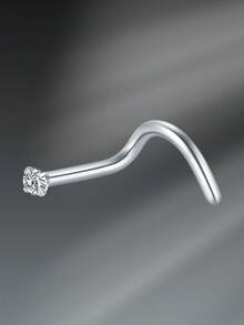 CIZME 1pc/Set 20G Titanium Steel G23 Nose Rings For Women Men,Silver Clear Diamond CZ L Shaped Nose Studs Top 1.5mm 2mm 2.5mm 3mm CZ Nose Piercing Jewelry Nose Ring Studs Jewelry - Silver - View 25
