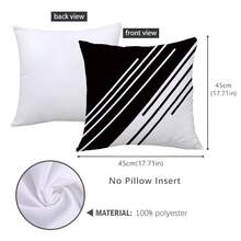 MEMNUN 4 件装黑白抽象几何条纹印花抱枕套【不含枕芯】，尺寸分别为 17.7*17.7 英寸（45*45 厘米）/ 19.69*19.69 英寸（50*50 厘米）/ 15.75*15.75 英寸（40*40 厘米），【单面印花】，现代简约涤纶抱枕套，适用于沙发、床、客厅、卧室、汽车、办公室、酒店装饰，是馈赠亲友的完美礼物，四季皆宜。 - 彩色 - 查看 2