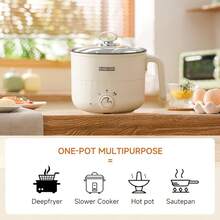 RAF Portable Electric Cooker & Steamer, Multi-Function Pot For 1-3 People, Convenient For Stir-Frying, Stewing, Steaming, Non-Stick Pot, Suitable For Cooking Chicken, Noodles, Rice, Soup, Porridge, Steamed Buns, Hot Pot And More