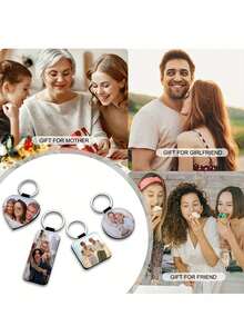 1/3/5/10个装定制双面照片打印钥匙扣，个性化照片/Logo吊坠，情人节礼物，送给父母、朋友的礼物，派对礼品，促销品，优雅包包挂饰，旅行收纳包 - 彩色 - 查看 2