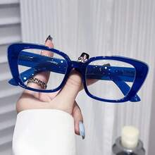 1/3 Pcs Comfortable Spring Hinge Men Women Vintage Cat Eye Reading Glasses Oval Clear Transparent Presbyopic Glasses Magnification +1.0 To +4.0 - 藍色*1 - 查看 1