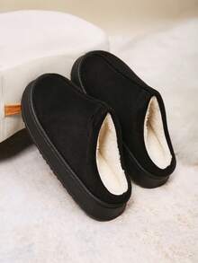 OBOVAY 全新纯色轻质记忆海绵男女通用男士拖鞋，秋冬款 - A-9黑 - 查看 6