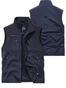 男士轻便背心，多口袋拉链尼龙无袖夹克，适合户外、钓鱼、摄影、休闲、运动，四季皆宜 - 寶藍色 - 查看 6