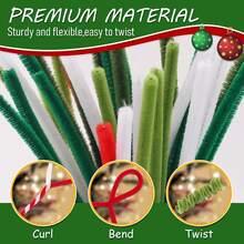 500 piezas de limpiapipas verdes a granel, set de 5 colores de limpiapipas para manualidades, 12 pulgadas de 5 colores surtidos de tallos de chenilla esponjosos, decoraciones de artes y manualidades suaves, cosas creativas y divertidas, tallos de chenilla para proyectos de manualidades y artes DIY (colores navideños) - Multicolor - Ver 3
