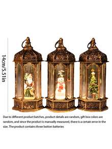 1个圣诞风格LED茶蜡灯，节日圣诞电话亭装饰，带有圣诞老人、雪人和圣诞树场景，电池供电，复古棕色柜子，适合节日壁炉或橱柜展示、圣诞派对装饰、烛台、夜灯、桌面装饰、圣诞礼物、圣诞装饰品、六角灯笼、夜灯、装饰灯、氛围灯等。 - 銅色 - 查看 10