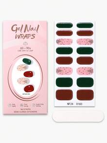 16 miếng dán móng tay gel bán cứng Giáng sinh, Miếng dán móng tay nghệ thuật bằng gel UV lấp lánh hình cây thông Noel màu đỏ và xanh lá cây, Chất lượng salon, Dễ dàng dán và tháo, Thích hợp cho phụ nữ làm đồ dùng nghệ thuật móng tay tự làm cho Giáng sinh - Đỏ - Xem 3