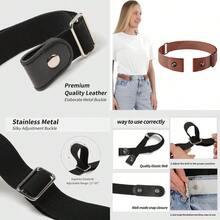 No Buckle Elastic Belt Stretch Invisible Belt For Jeans Unisex 1 Pack - màu nâu - Xem 1