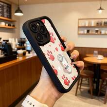 Phone Case With Black Border And Design Of Red Cat Paws, Hearts, And A Milk Jug With The Text MILK - Cute Style For Daily Use In Cafes And Living Rooms Suitable For Apple Series Phones