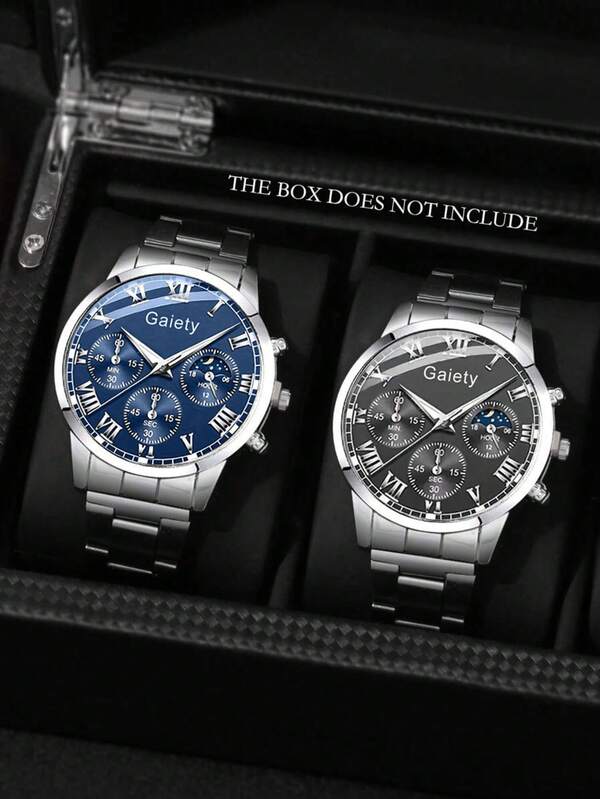2pcs/Set, Gettysburg Men's Watch, Men's Silver Strap Fashion Minimalist Tri-Dial Quartz Watch Set, Suitable For Daily Wear, Decoration Or Holiday Gift