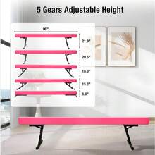 Gymnastics Beam With 5 Heights Adjustable 8ft Balance Beam Home Gym Equipment For All Gymnastic - Pink - View 3