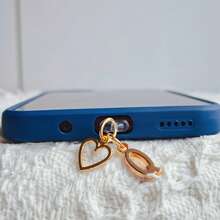 1pc Personalized Customized Golden Minimalist Charm Mobile Phone Dust Plug, With 26-Letter And Heart-Shaped A-Z Letter Pendant Fashionable Heart-Shaped Charging Port Dust Cover, Compatible With Iphone/Type-C Interface, Perfect Birthday And Holiday Gift. - Multicolor - View 9