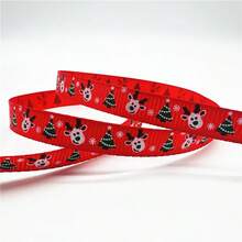 5yards 10mm Christmas Ribbon Printed Christmas Polyester Ribbon For Handmade Design Christmas Decoration Gift Packing