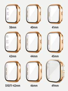 Huastonband 適用於 錶帶與手錶保護殼，PC 硬質材料白色框架、水鑽玫瑰金框架，附螢幕保護膜，一體式防撞防刮手錶保護殼，配錶帶 41mm 42mm 44mm 45mm 46mm 49mm，智慧手錶配件腕帶，男女款 SE/S11/S10/S9/S8/S7/S6/S5/S4，夏季女款配件，海灘派對活動舞會度假禮物，畢業季返校季 - 棕色 - 查看 11