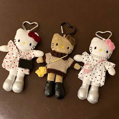 Sanrio 1 件 Hello Kitty 长腿毛绒挂饰娃娃包包挂饰钥匙扣饰品，节日礼物
