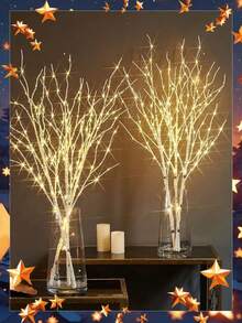 2/1件 50/20LED 夜光装饰桦树枝，电池供电人造树枝灯，适用于优雅的室内圣诞节和新年装饰，时尚家居饰品，阅读灯装饰 - 适合节日场合 - 不含电池