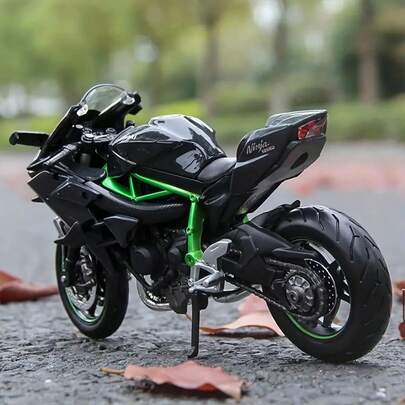 2辆川崎H2R摩托车模型，合金压铸摩托车玩具，1:18比例可动摩托车收藏品，摩托车装饰，生日/节日/返校礼物