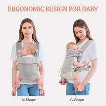 Newborn Carrier, Baby Carrier Newborn To Toddler, Ergonomic Baby Sling With Head Support - 淺灰色 - 查看 3