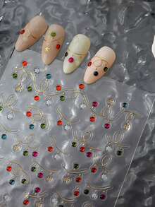 1 pieza Pegatina de uñas de Navidad con caramelo rojo en relieve 5D, Decoración de uñas autoadhesiva e impermeable DIY - Multicolor 2 - Ver 3