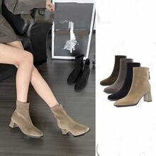 Botines y botitas para mujer - Terciopelo negro - Ver 3