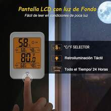 Termómetro Higrómetro Digital para Interiores con Retroiluminación, Imán y Pantalla LCD, Monitor de Temperatura y Humedad de Montaje en Pared, ℃ ℉   Conmutable, Registros Mínimos y Máximos para Hogar - blanco - Ver 7