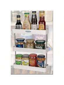 Estante organizador multifuncional de 3 niveles,Estante De Cocina Multifunción De 3 Capas Organizador - Blanco - Ver 2