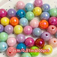 400/200/100pcs 6/8/10mm Multicolor AB Color Acrylic Dual-Color Beads For DIY Jewelry Making, Bracelet Necklace Charming Beads Crafts Accessories