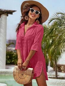 Women's Swimsuit Cover - Ups White Chiffon Bikini Swimwear Beach Dress Outfits Summer 6HQS - 豆沙紅 - 查看 9
