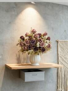 1/80 pezzi profumo di rose artificiali da 31 cm, palline ricamate, peonie e fiori misti, profumo da sposa, decorazione per matrimoni, materiali per corone fai-da-te, decorazioni per feste di compleanno, casa, sala da pranzo, soggiorno, vasi, giardino esterno, decorazioni primaverili per la casa, regali di compleanno, regali di San Valentino - Viola - Visualizzare 6