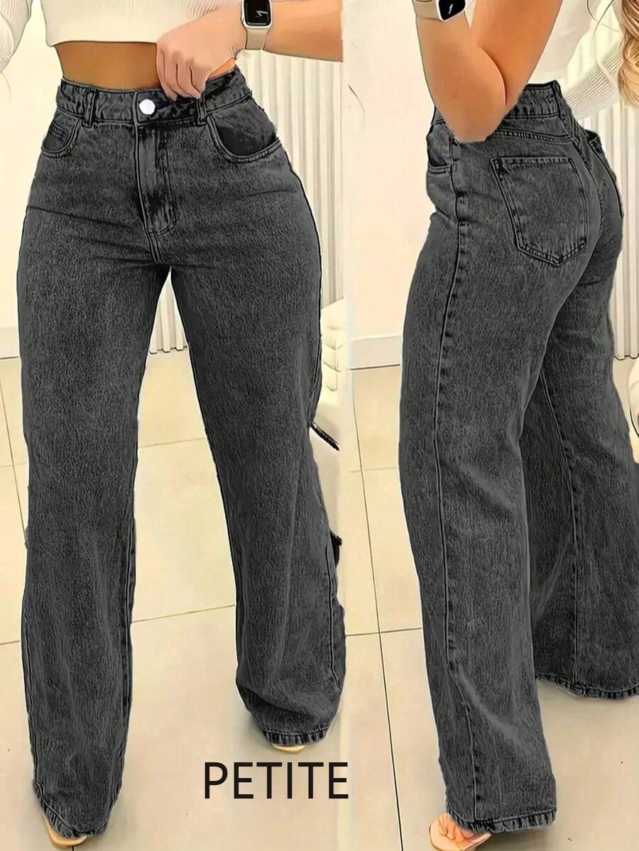 Women's Pocket Straight Loose Casual Versatile Jeans - Black - View 1